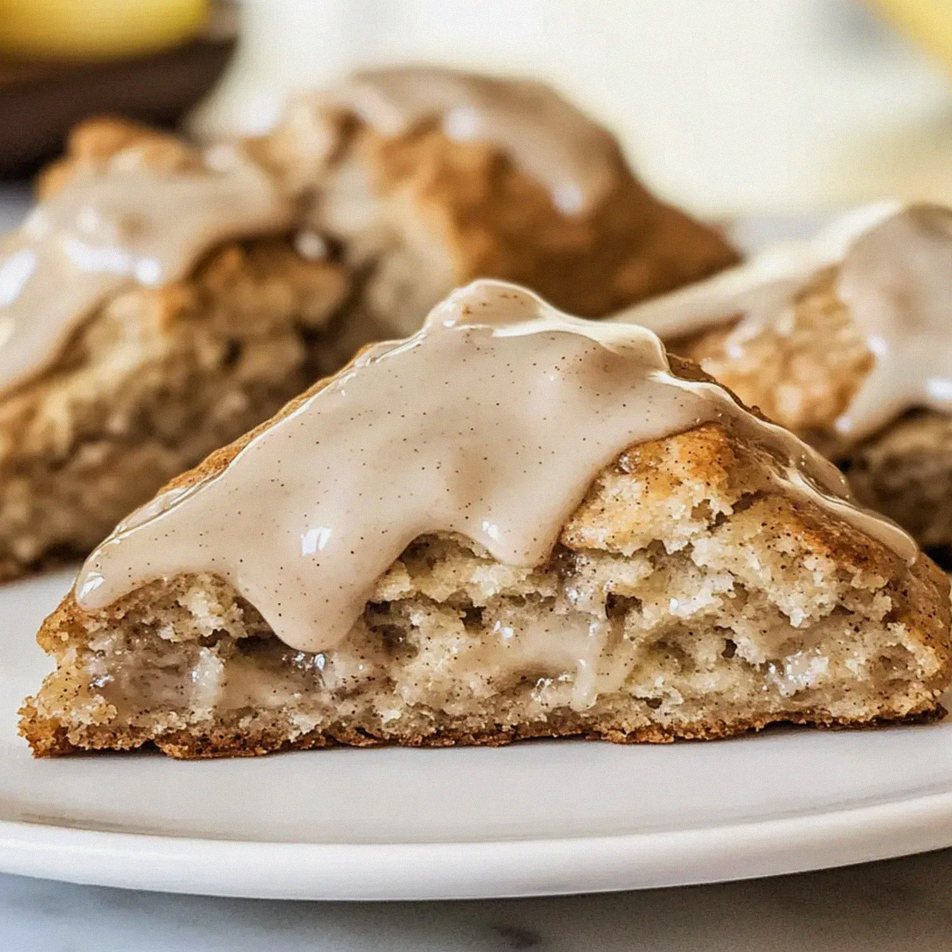 Bananenscones mit Zimt und Frischkäseglasur