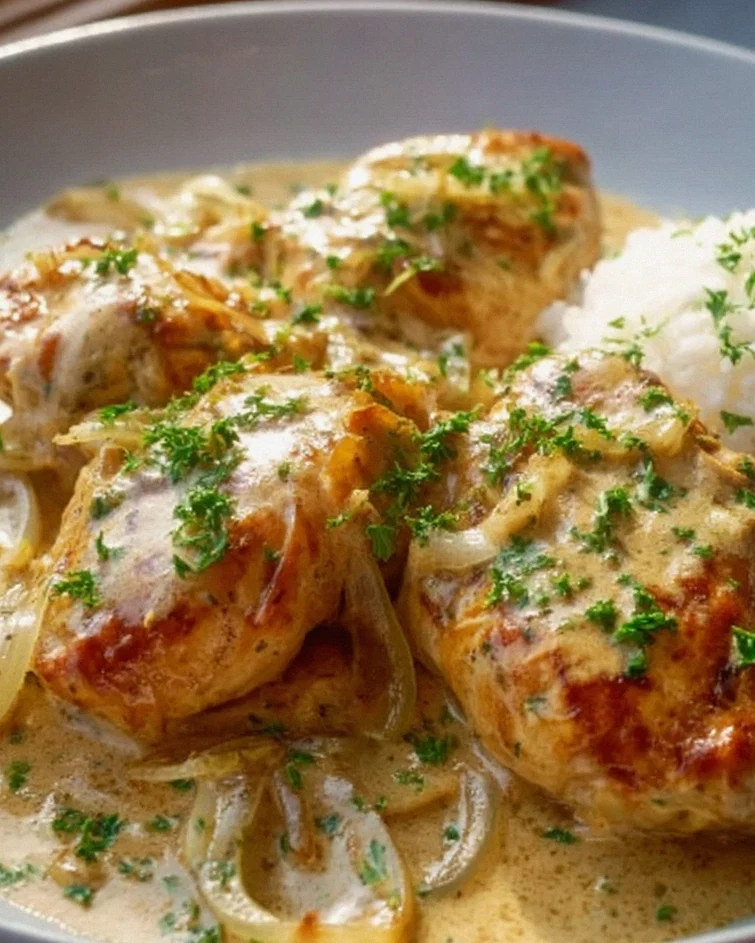 Bestes Zwiebel Sahne Hähnchen Rezept – Einfach & Cremig!