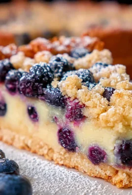 Blaubeerkuchen mit Pudding und Streusel