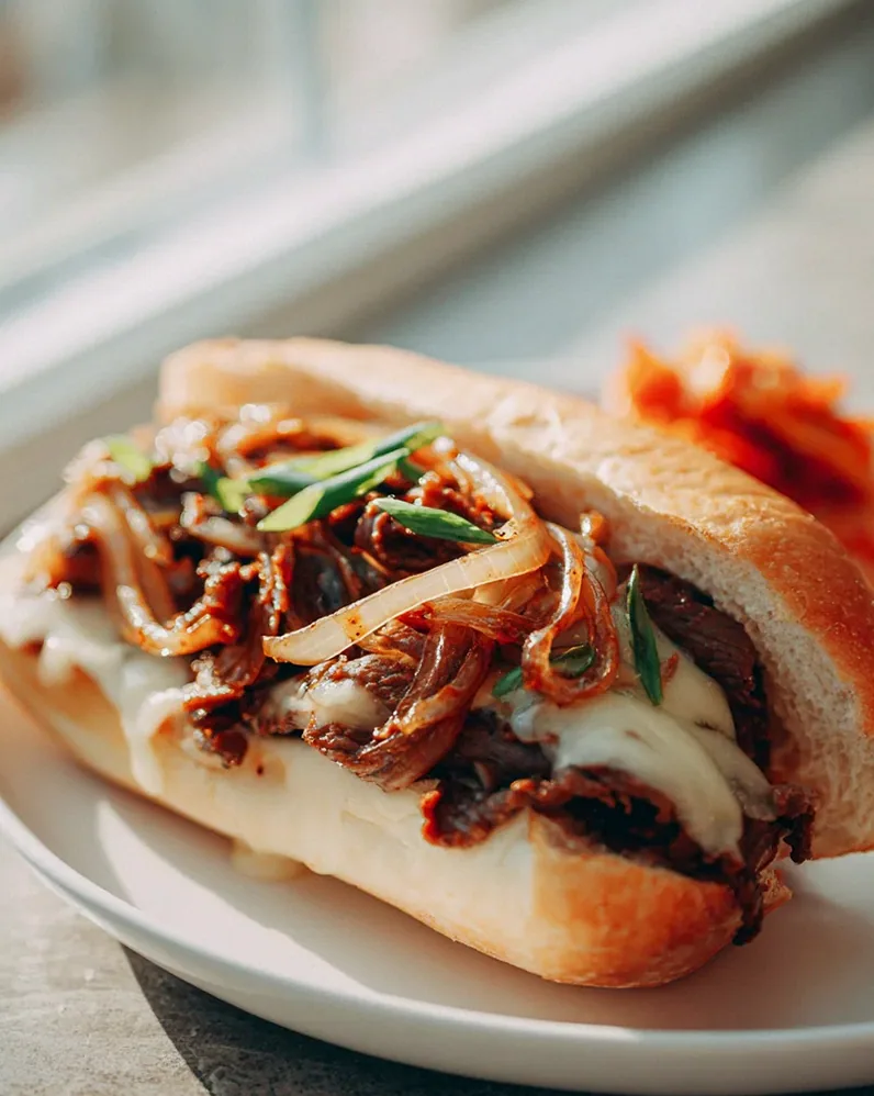 Bulgogi Cheesesteak auf dem Blech mit karamellisierten Zwiebeln – Schritt 1