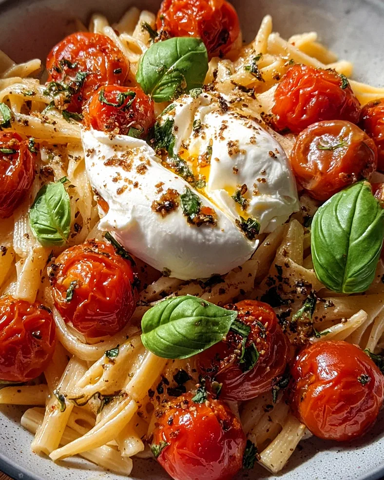 Burrata Pasta mit Tomaten Schnell & Einfach aus dem Ofen
