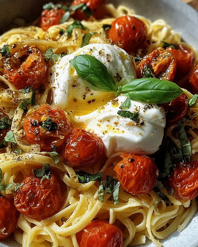 Burrata Pasta mit Tomaten Schnell & Einfach aus dem Ofen – Schritt 1