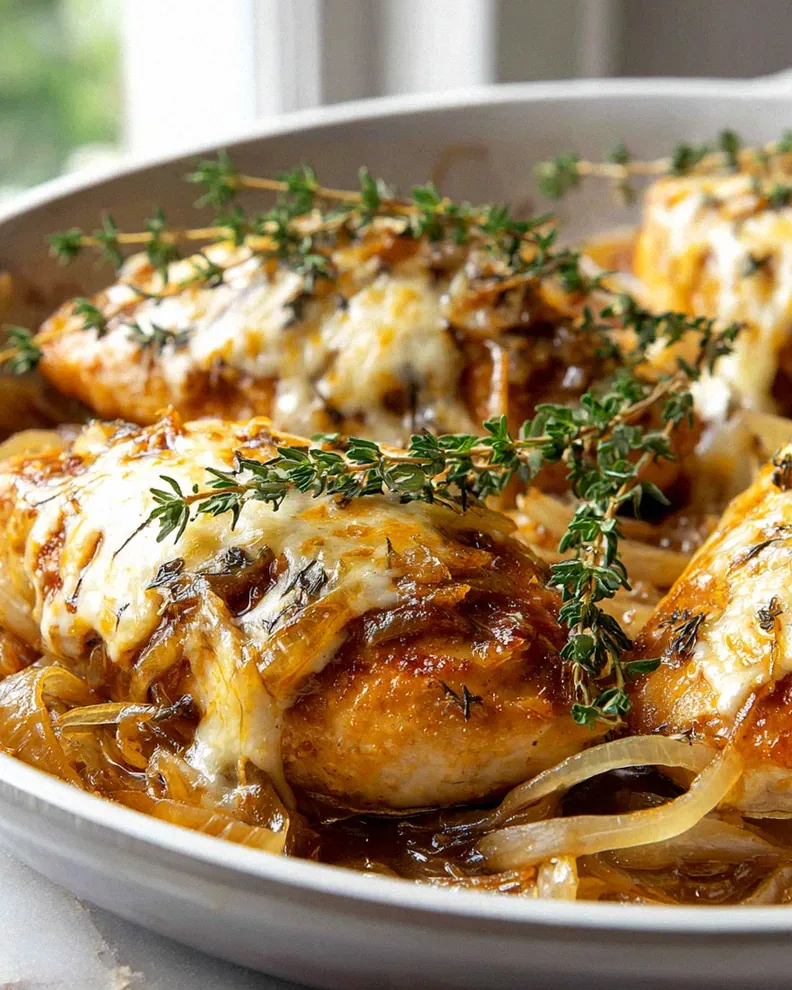 Cremige French Onion Hähnchenpfanne mit geschmolzenem Gruyère – Schritt 2