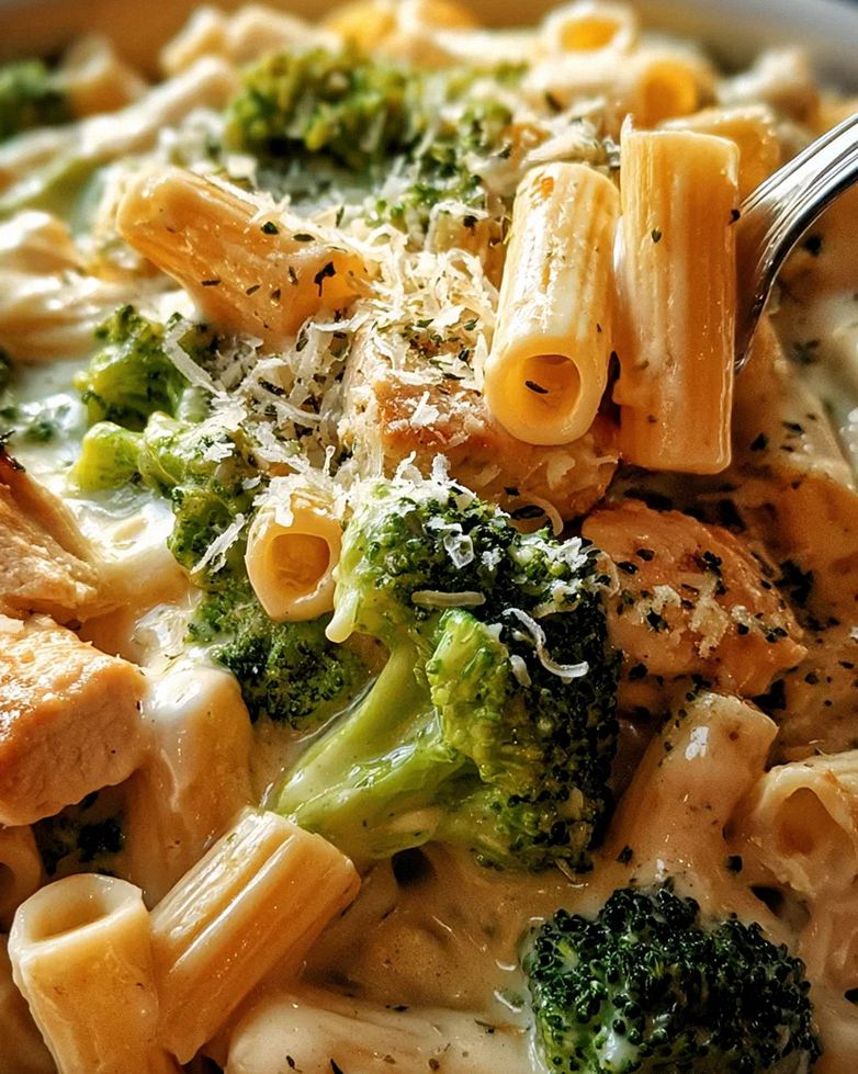 Cremige Hähnchen-Brokkoli-Alfredo Pasta