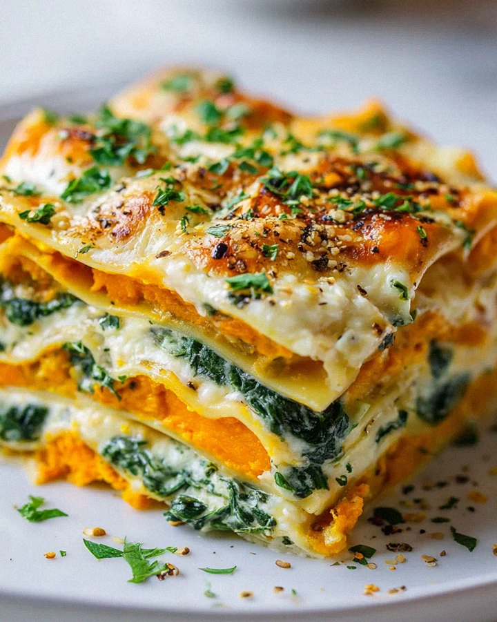 Cremige Kürbis Lasagne mit Ricotta & Spinat – vegetarisch & schnell