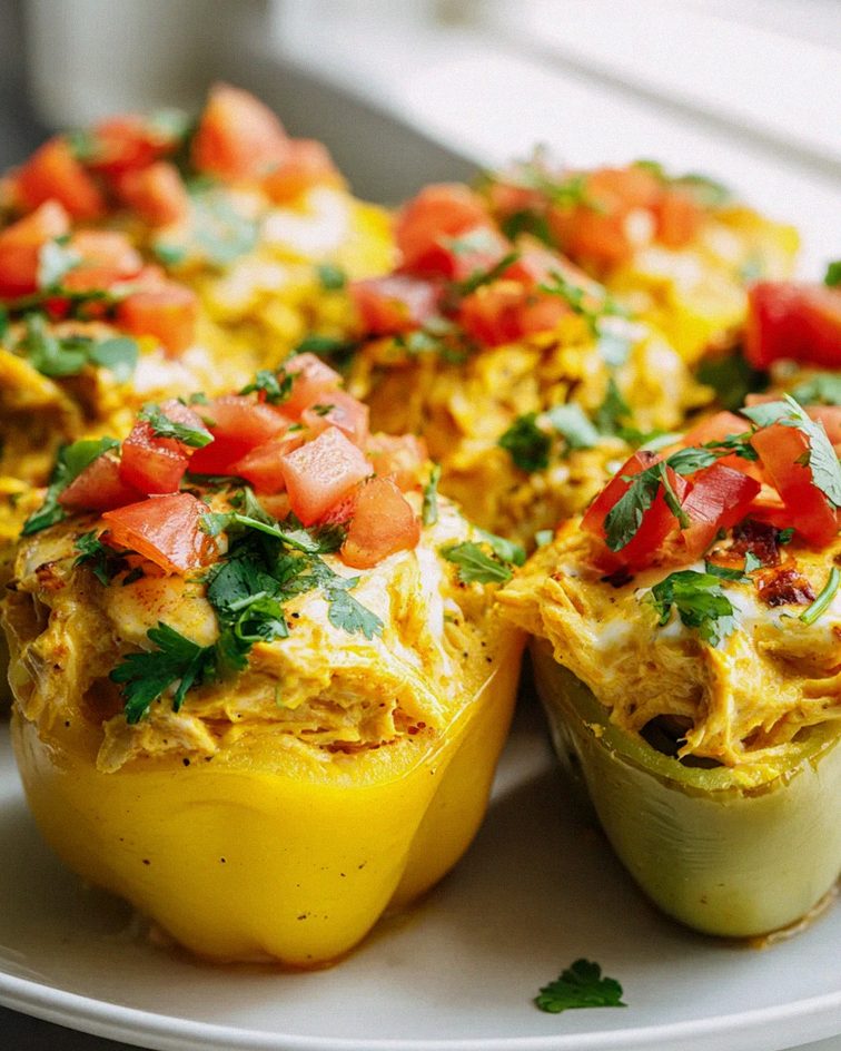 Cremige Queso Hähnchen Enchilada gefüllte Paprika Rezept
