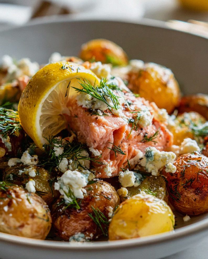 Cremiger Feta-Lachs mit Zitrone, Dill & Ofenkartoffeln – Schritt 1