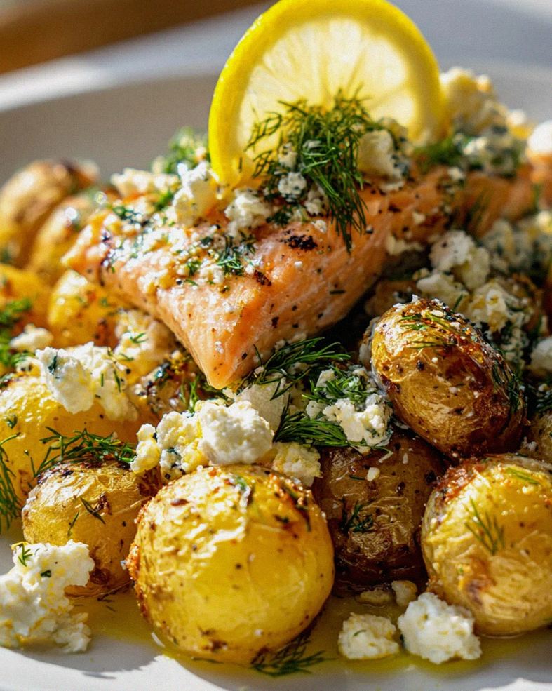 Cremiger Feta-Lachs mit Zitrone, Dill & Ofenkartoffeln – Schritt 2