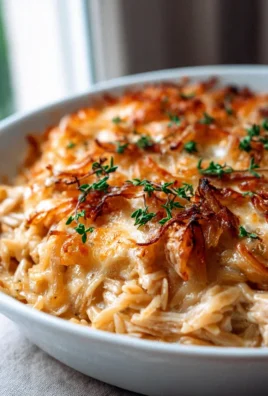 French Onion Chicken Orzo Casserole
