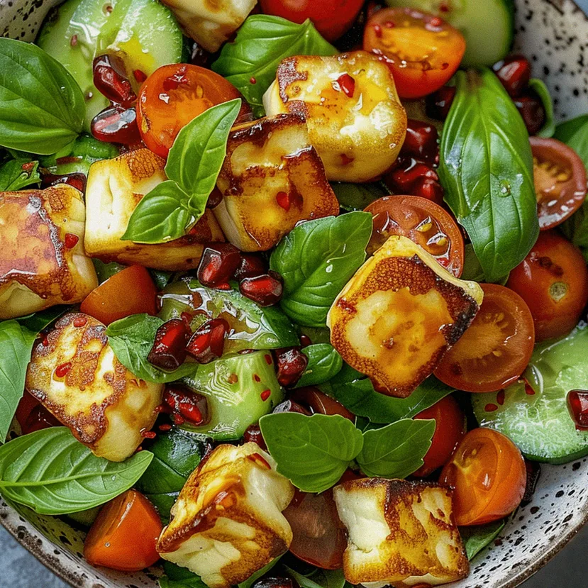 Frischer Halloumi-Granatapfel-Salat