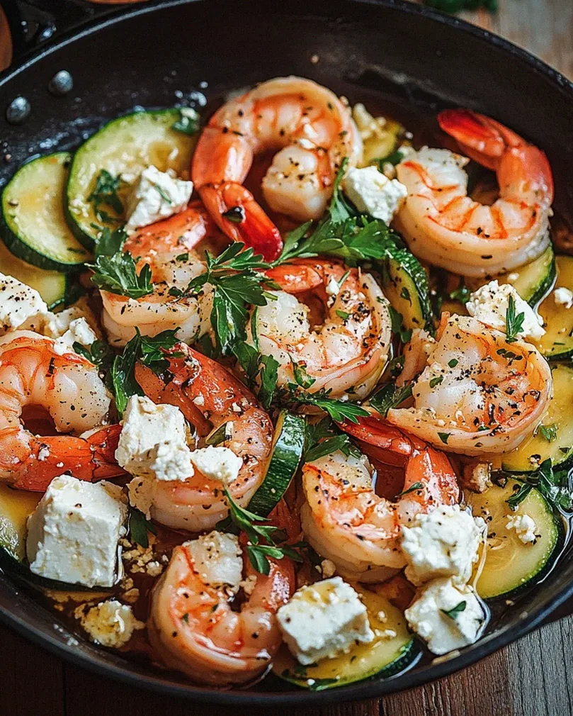 Garnelen Feta Pfanne mit Zucchini – Schritt 1