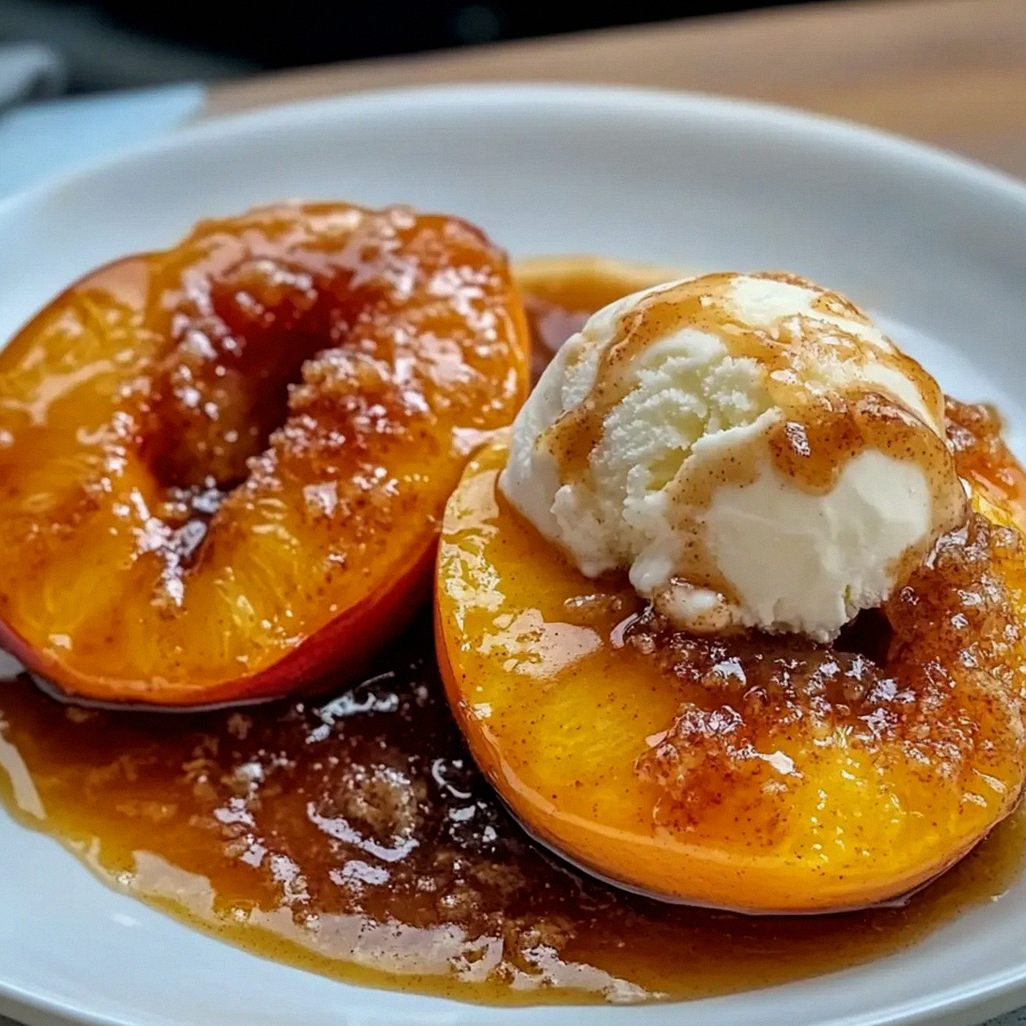 Gebackene Pfirsiche und Eiscreme mit braunem Zucker – Schritt 2