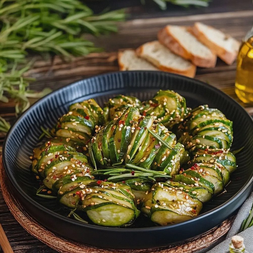 Gurkensalat asiatisch mit Chili Sesam einfach zubereiten – Schritt 2