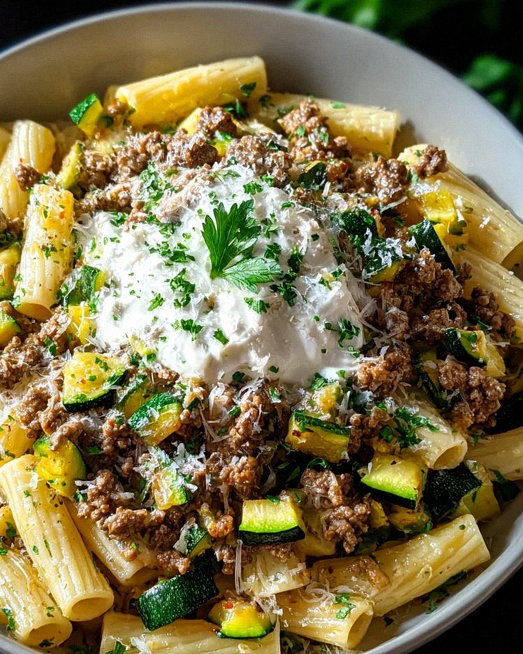 Hackfleisch Pasta mit Zucchini und Joghurt – Schnell & Lecker!