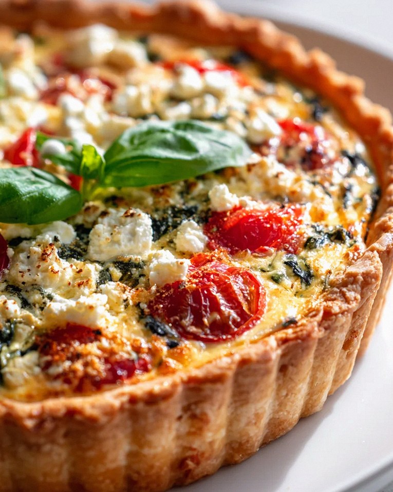 Herzhafte Quiche: Tomate, Feta, Basilikum & Spinat – Schritt 2