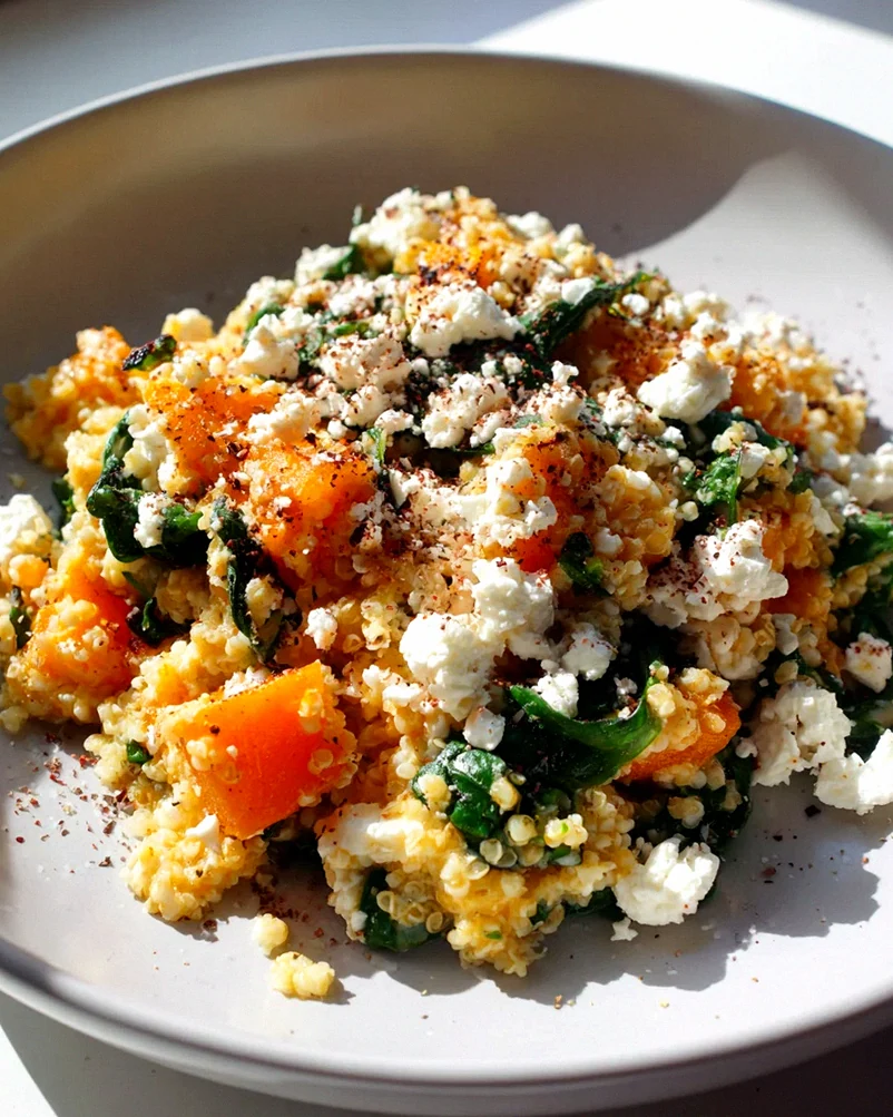 Hirsepfanne mit Kürbis, Spinat und Feta – Gesund genießen!