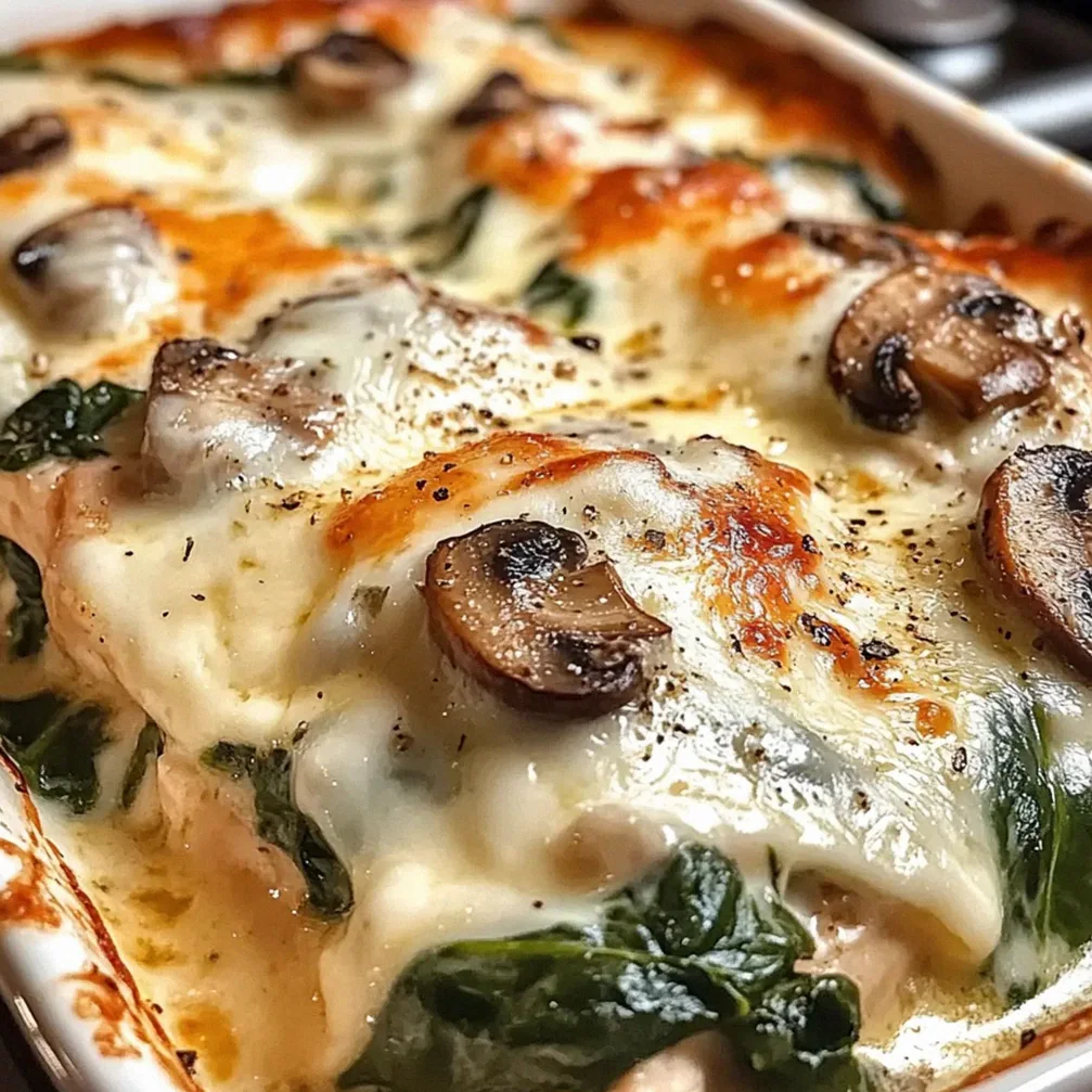 Hühnchen Spinat & Champignon Auflauf für Figurbewusste