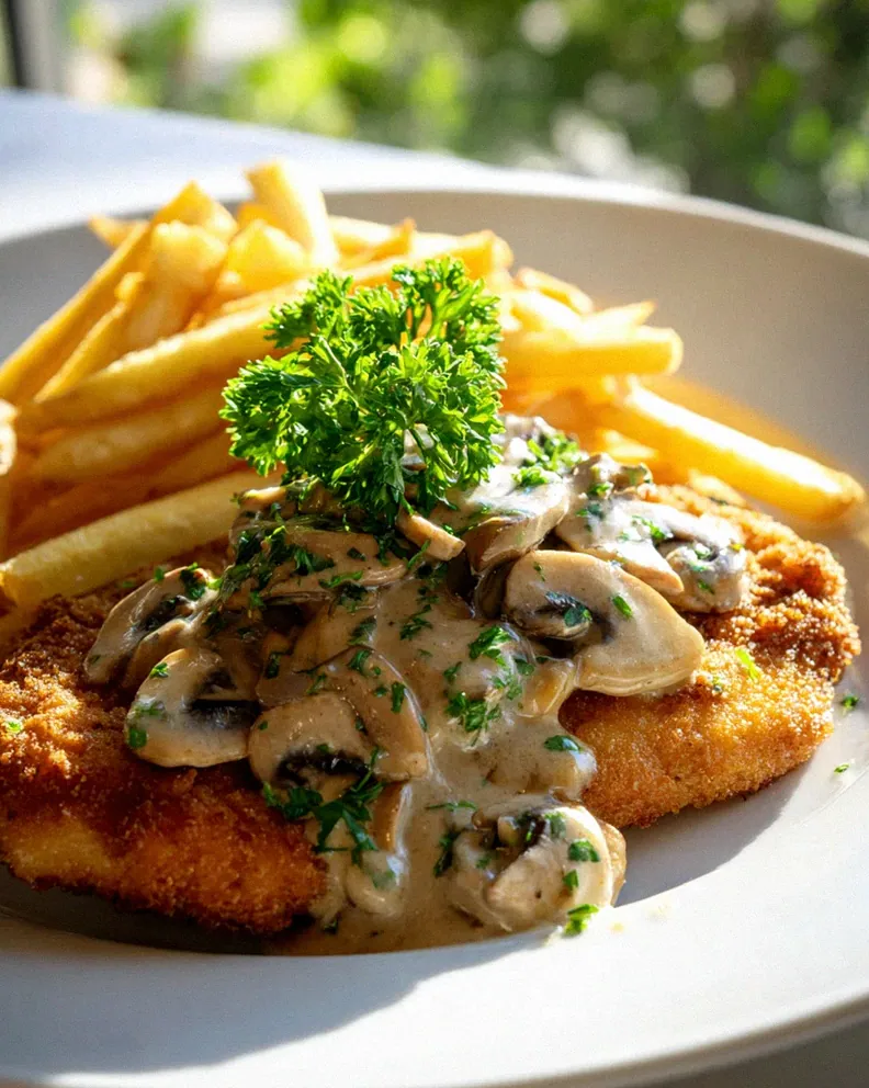 Jaegerschnitzel vom Rind mit cremiger Champignonsoße – Schritt 2