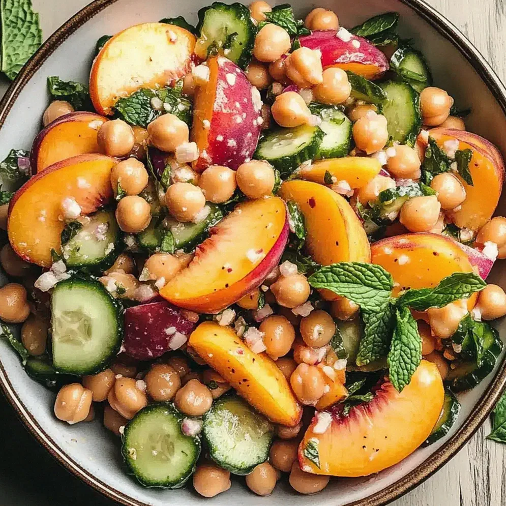 Kichererbsen-Pfirsich-Salat mit Honig-Limette