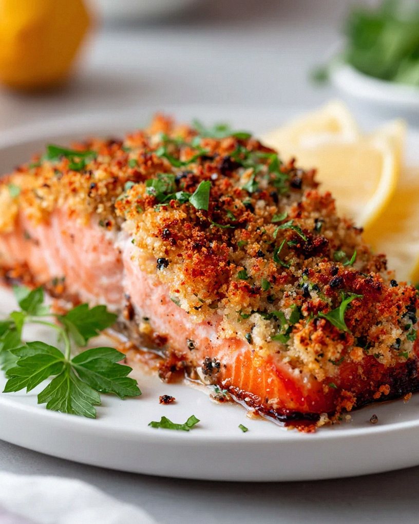 Knuspriger Knoblauchbutter-Lachs mit Panko-Kruste – Schritt 1