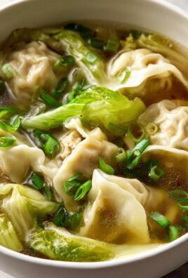 Langsame Kochzeit: Wonton-Suppe mit Napa-Kohl und Rindfleisch