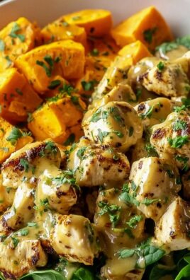 Leckere Maple Dijon Chicken Süßkartoffel-Bowls Rezept