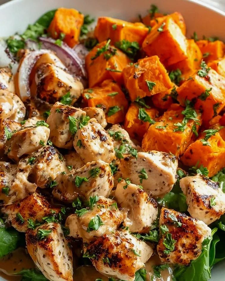 Leckere Maple Dijon Chicken Süßkartoffel-Bowls Rezept – Schritt 2