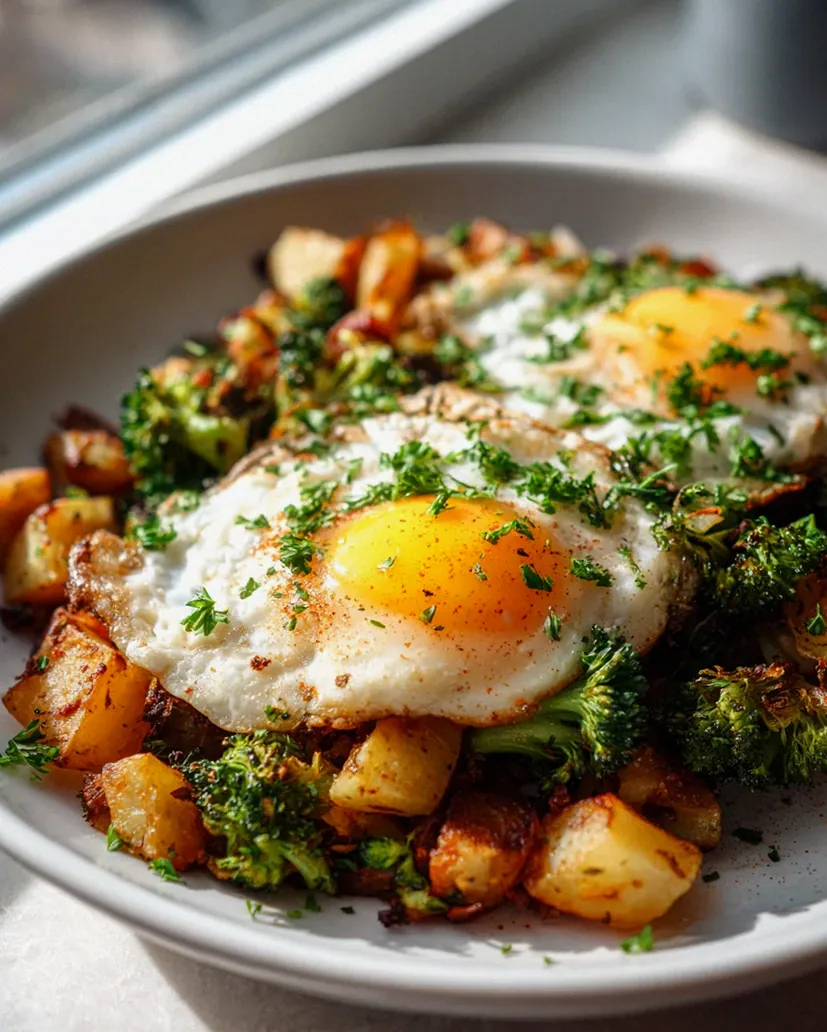 Leckeres Kartoffel-Brokkoli Frühstücks-Hash mit Spiegeleiern – Schritt 2