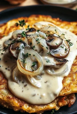 Mozzarella Rösti mit Zwiebel-Pilzrahmsoße