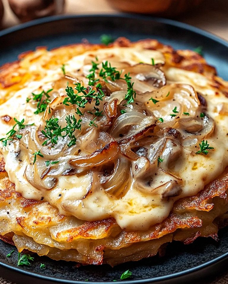 Mozzarella Rösti mit Zwiebel-Pilzrahmsoße – Schritt 2