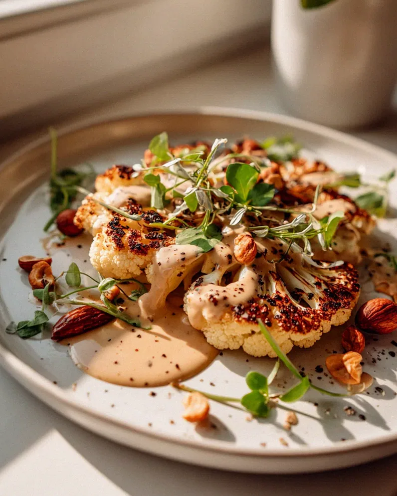One Pan Blumenkohlsteak mit Pfefferrahmsauce & Nüssen – Schritt 2