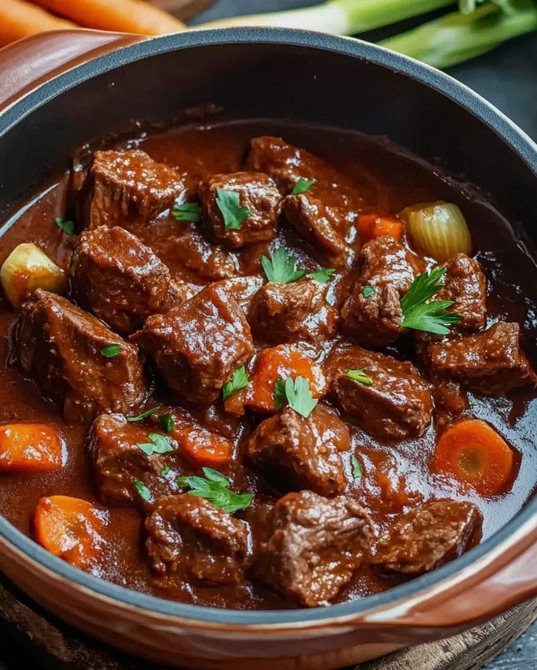 Rindergulasch in Tomaten-Sahnesoße