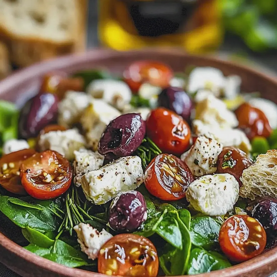 Spinatsalat mit Feta im Greek Style