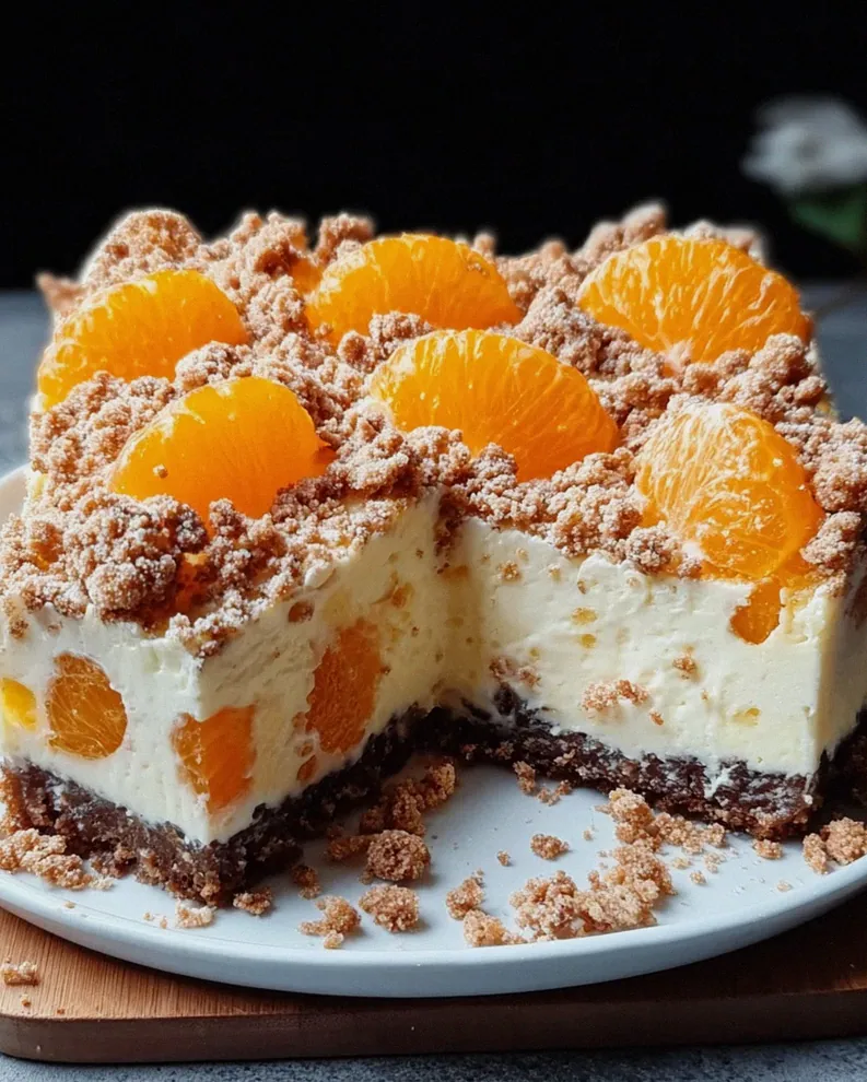 Streuselquarkkuchen mit Mandarinen