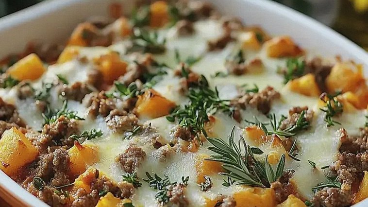 Süßkartoffel Hackfleisch Auflauf Feta für deine Familie