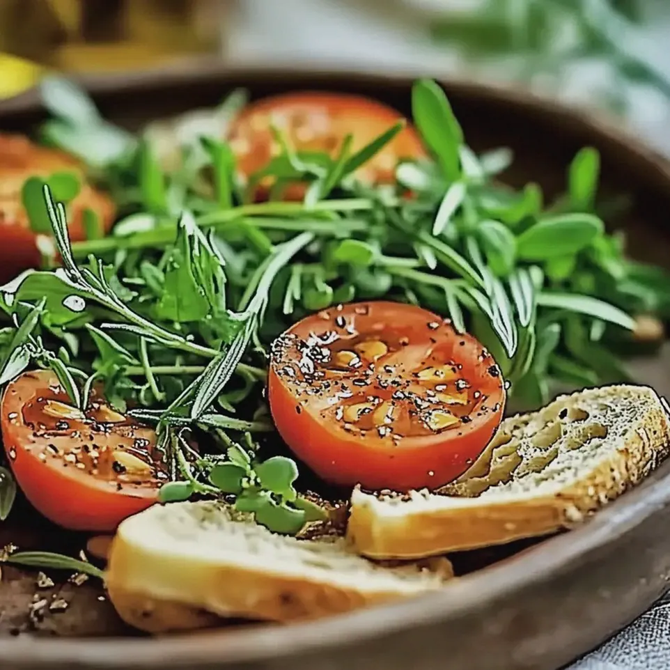 Tomaten Rucola Salat mit Pinienkernen zubereiten