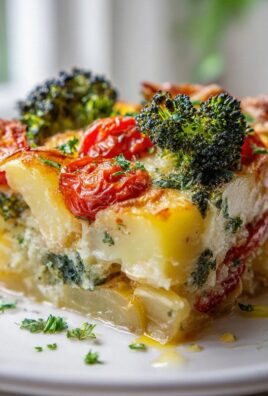Veganer Kartoffel Auflauf mit Brokkoli und Tomaten genießen!