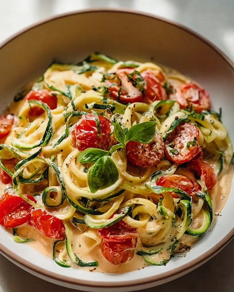 Zucchininudeln mit Frischkäse und Tomaten – Einfach genießen! – Schritt 1