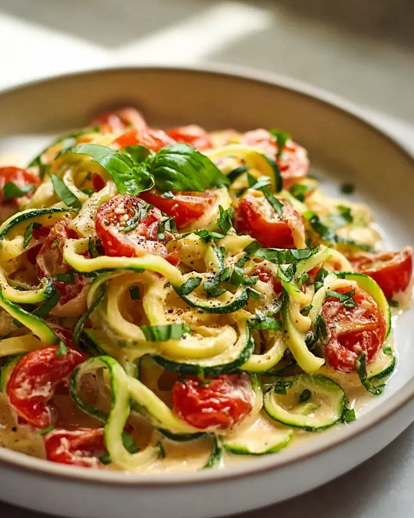 Zucchininudeln mit Frischkäse und Tomaten – Einfach genießen! – Schritt 2